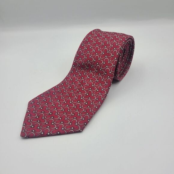 Hermes 100% Silk Tie 7054 TA Hermes Cherry Red  Gold Spurs Design Made In France - Picture 1 of 8